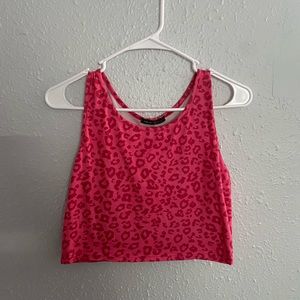 Pink SHEIN Cheetah Print Crop Top